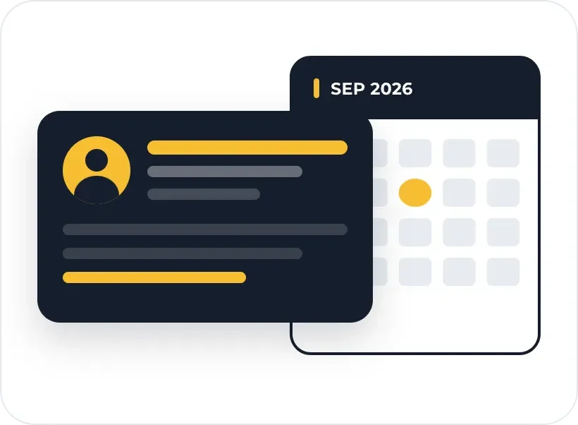 Ilustración de una licencia y un calendario de citas